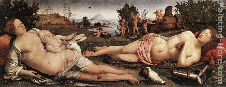 Venus, Mars, and Cupid painting - Piero di Cosimo Venus, Mars, and Cupid art painting